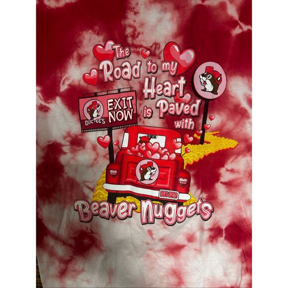 Buc-Ee's Beaver Nuggets Heart Tie-Dye Extra Large (XL) T-Shirt - Picture 3 of 4